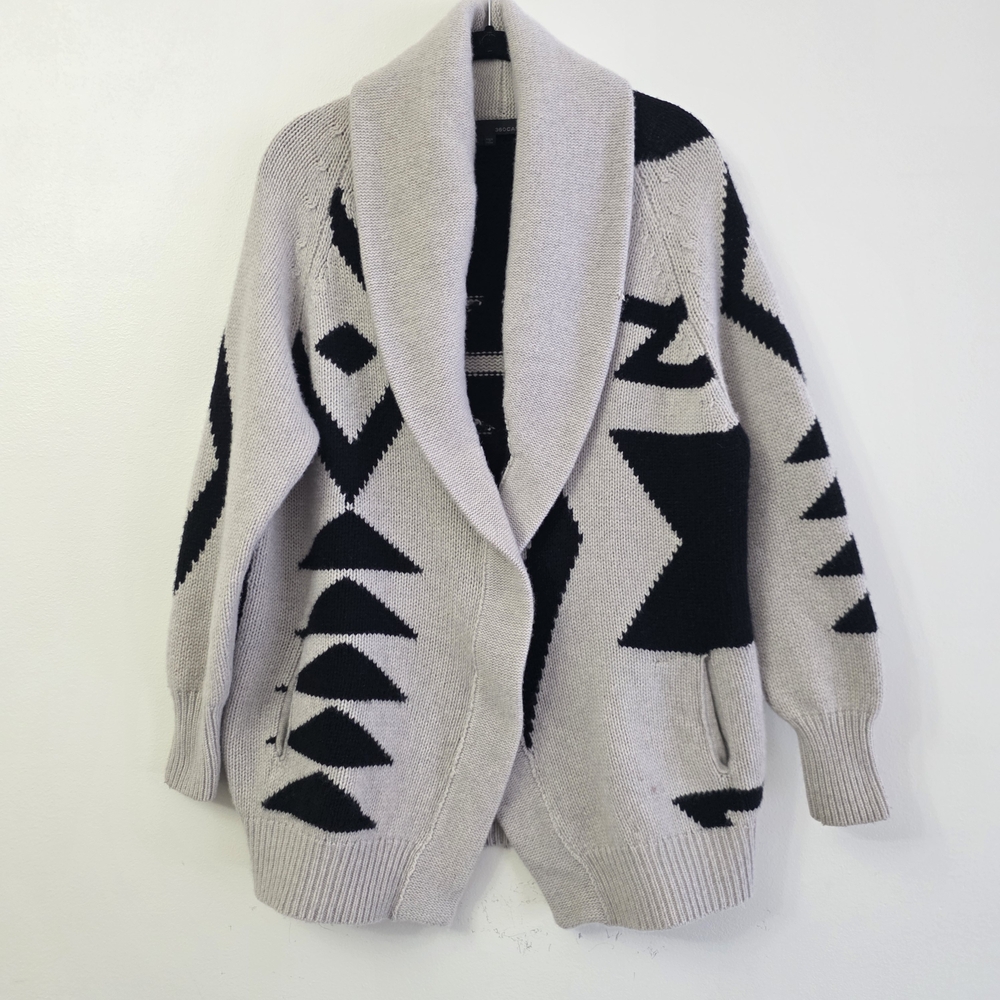 360 Cashmere Black and Gray Cardigan